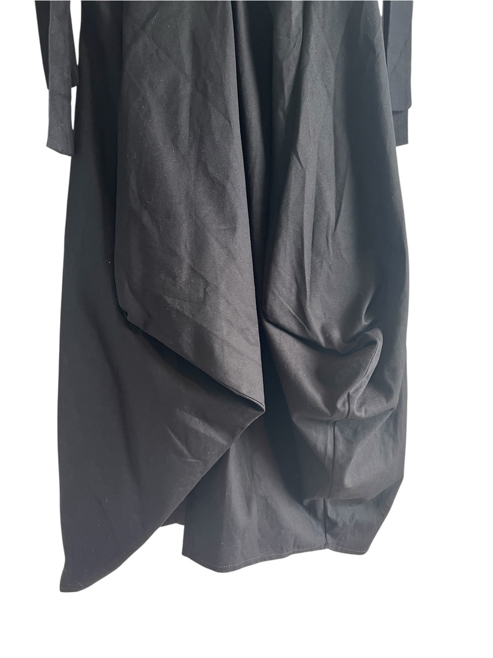 Johann Brun 🇬🇧 black thick cotton balloon hem sleeveless tie shoulder dress - Picture 13 of 15